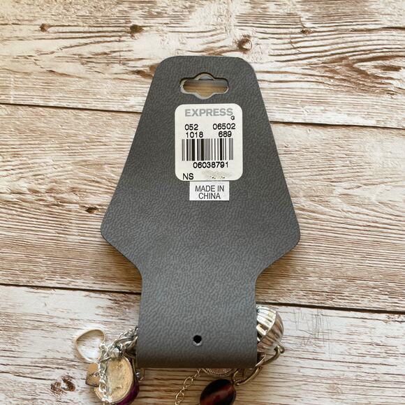 Express Beaded Charm Bracelet and Anklet Set Silver Tone Purple New - Picture 12 of 12